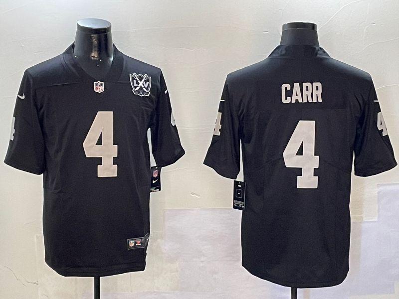 Men Oakland Raiders #4 Carr Black Second generation 2024 Nike Limited NFL Jersey style 01082